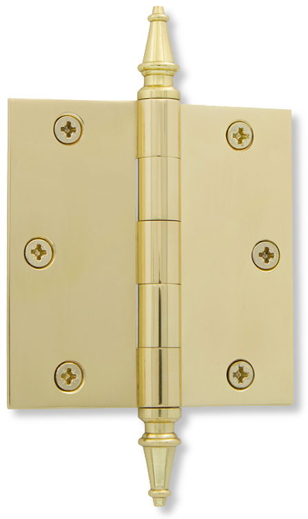 3.5" polished brass traditional steeple hinge